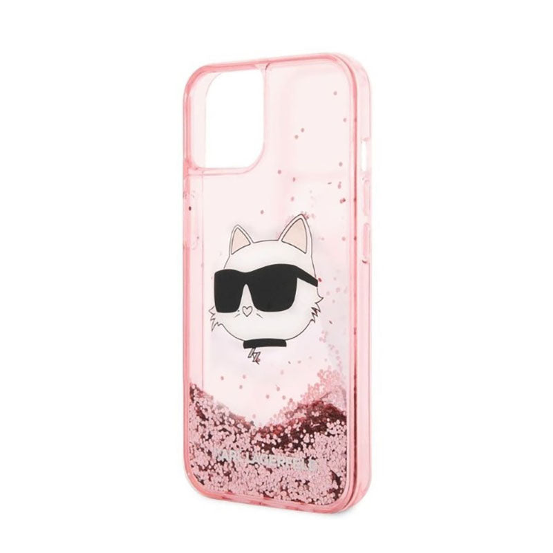 Karl Lagerfeld Liquid Glitter NFT Choupette Head – dėklas, skirtas „iPhone 14 Plus“ (rožinis)