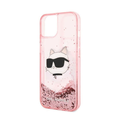 Karl Lagerfeld Liquid Glitter NFT Choupette Head – dėklas, skirtas „iPhone 14 Plus“ (rožinis)