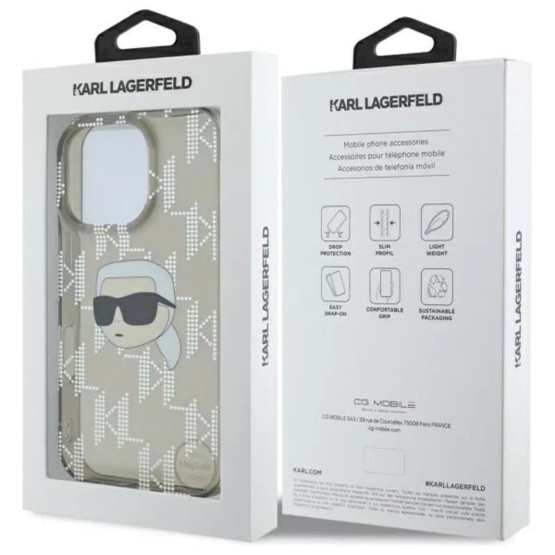 IML Karl Head su metalo danga - dėklas iPhone 16 Pro Max (juodas) Karl Lagerfeld
