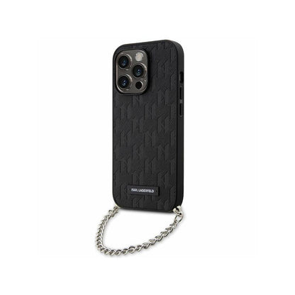 Karl Lagerfeld Saffiano Monogram Chain – Dėklas iPhone 14 Pro (juodas)