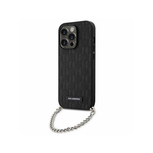 Karl Lagerfeld Saffiano Monogram Chain – Dėklas iPhone 14 Pro (juodas)