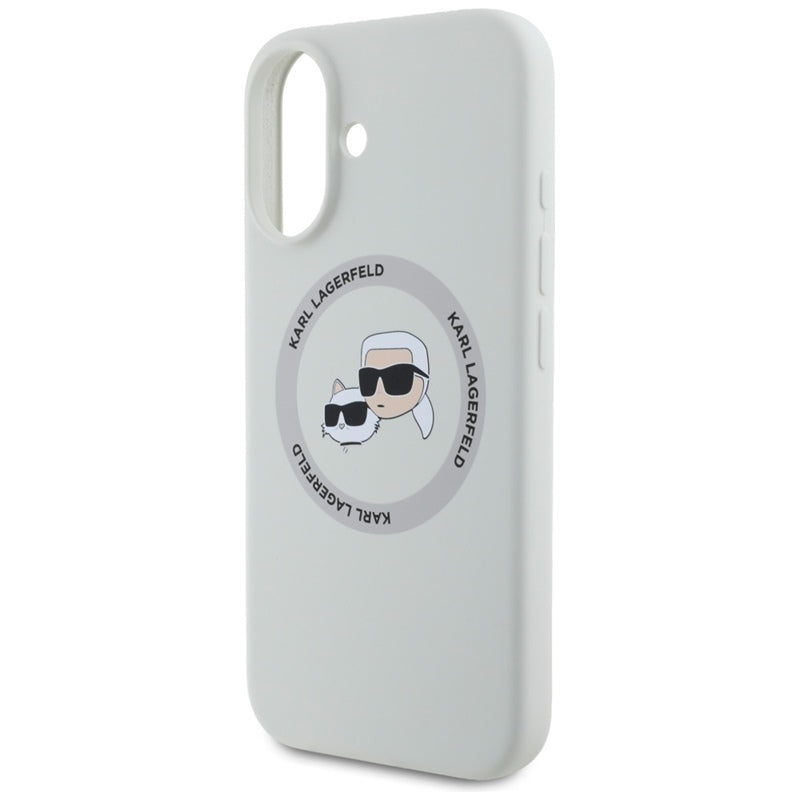 Karl Lagerfeld Silicone Double Heads And Circle MagSafe – dėklas skirtas iPhone 16 (smėlio spalvos)