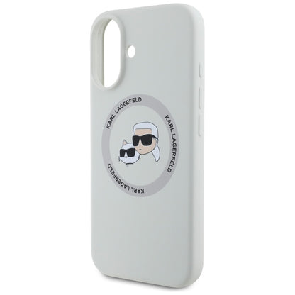 Karl Lagerfeld Silicone Double Heads And Circle MagSafe – dėklas skirtas iPhone 16 (smėlio spalvos)