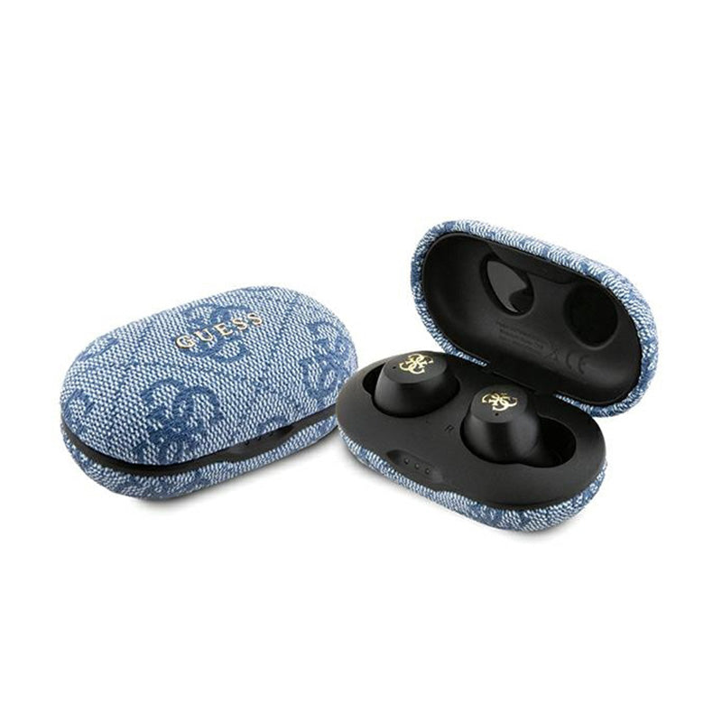 Guess 4G Metal Logo – TWS ENC „Bluetooth“ ausinės + įkrovimo dėklas (mėlynos)