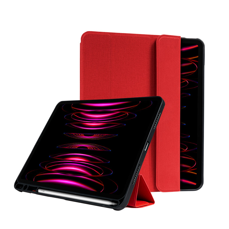Crong FlexFolio – dėklas iPad Air 11” (2026-2024) / iPad Air 10.9” (5-osios-4-osios kartos) / iPad Pro 11" (2022-2021) su Apple Pencil (Raudonas)