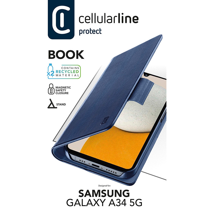 Cellularline Book Case - Dėklas Samsung Galaxy A34 5G (mėlynas)