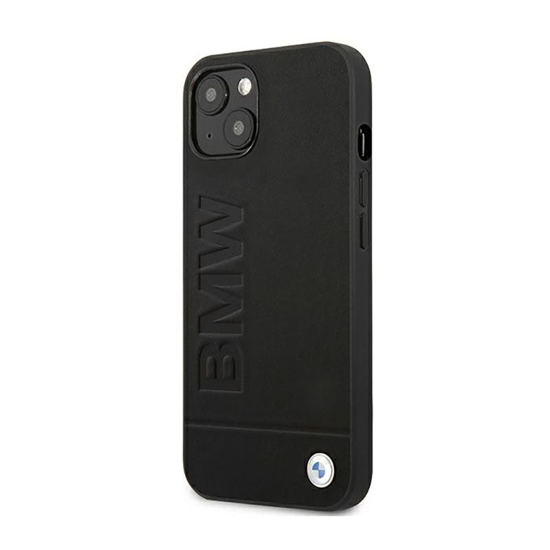 BMW Leather Hot Stamp – dėklas iPhone 14 Plus (juodas)