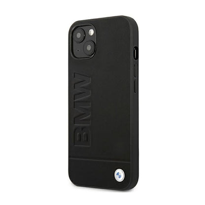 BMW Leather Hot Stamp – dėklas iPhone 14 Plus (juodas)