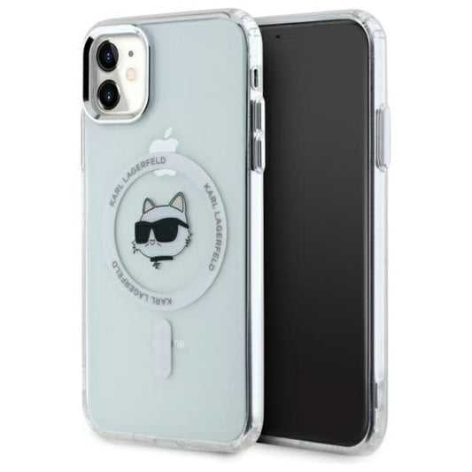 Karl Lagerfeld IML Metal Choupette Head MagSafe – dėklas, skirtas iPhone 11 (baltas)