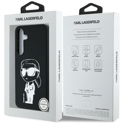Karl Lagerfeld Silicone Graffiti Ikonik Printed Logo MagSafe – Dėklas, skirtas „Samsung Galaxy S25“ (juodas)