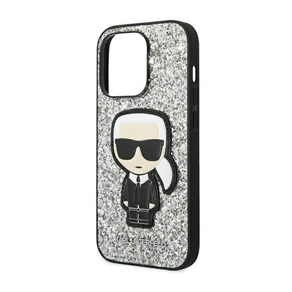 Karl Lagerfeld Glitter Flakes Ikonik – dėklas skirtas iPhone 14 Pro Max (sidabrinis)
