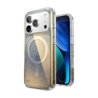 Speck Presidio Lux MagSafe dėklas - iPhone 17 Pro dėklas (Hyper Mirror Glitter / Silver Metallic)