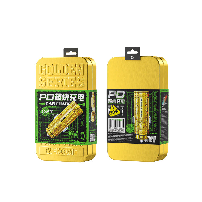 WEKOME WP-C37 Sakin serija – USB-C ir USB-A greitasis įkrovimas PD 20W automobilinis įkroviklis (auksinis)