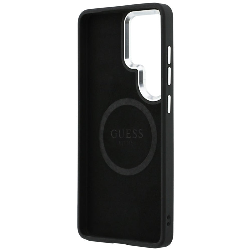Guess Fixed Glitter Triangle MagSafe dėklas - Samsung Galaxy S26 Ultra (Juodas)