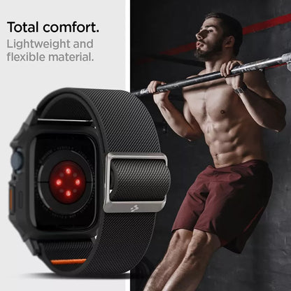 Spigen Lite Fit "Pro" - Dėklas su dirželiu, skirtas Apple Watch 4/5/6/7/8/9/SE 44/45 mm (Matte Black)