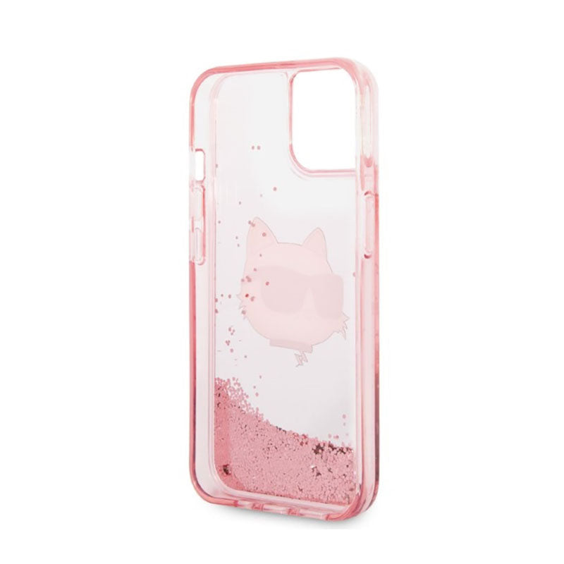 Karl Lagerfeld Liquid Glitter NFT Choupette Head – dėklas, skirtas „iPhone 14 Plus“ (rožinis)