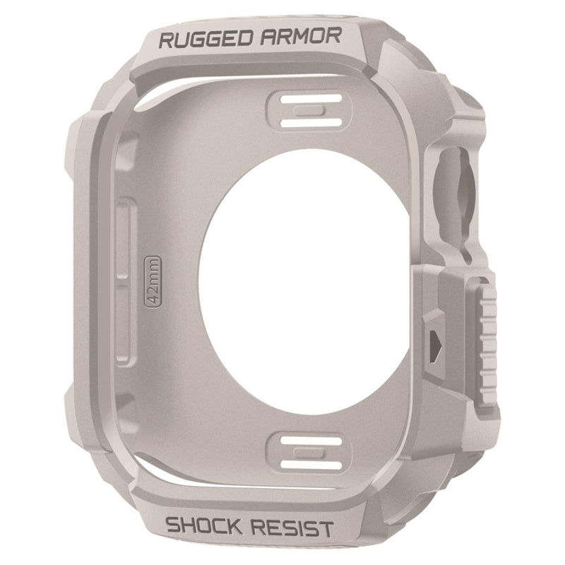 Spigen Rugged Armor V2 - Dėklas, skirtas Apple Watch 10 / 11 42 mm (Smėlio spalvos)