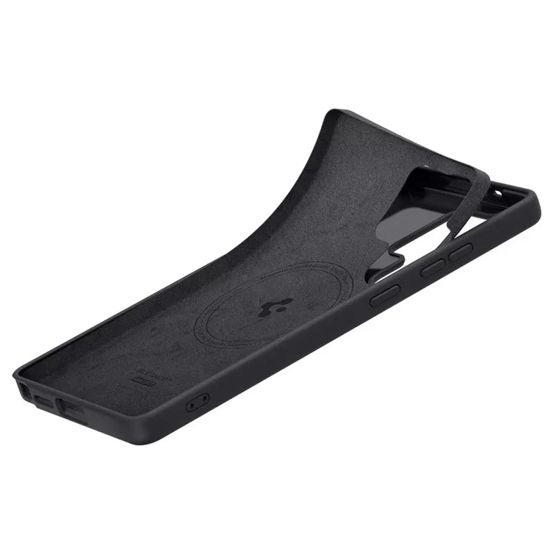 Spigen Silicone Fit Mag MagSafe – dėklas, skirtas Samsung Galaxy S25 Ultra (juoda spalva)