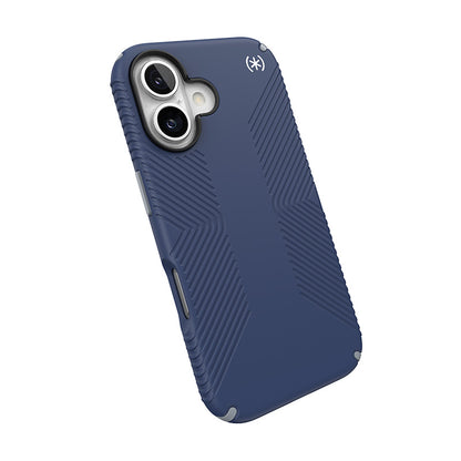 Speck Presidio2 Grip - dėklas iPhone 16 (Coastal Blue / Dust Grey / White)