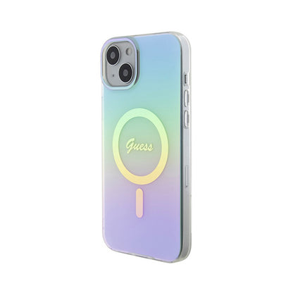 Guess IML Iridescent MagSafe – „iPhone 15 Plus“ dėklas (turkio spalvos)