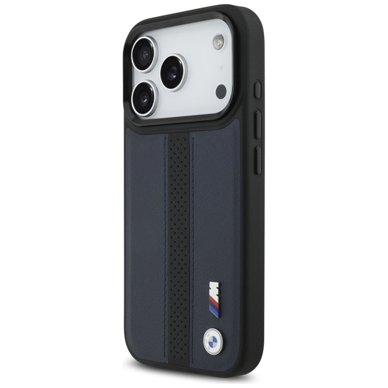 BMW M perforuotos juostelės logotipas MagSafe - iPhone 17 Pro dėklas (tamsiai mėlynas)