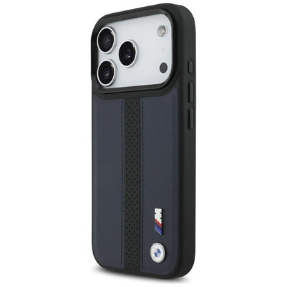 BMW M perforuotos juostelės logotipas MagSafe - iPhone 17 Pro dėklas (tamsiai mėlynas)