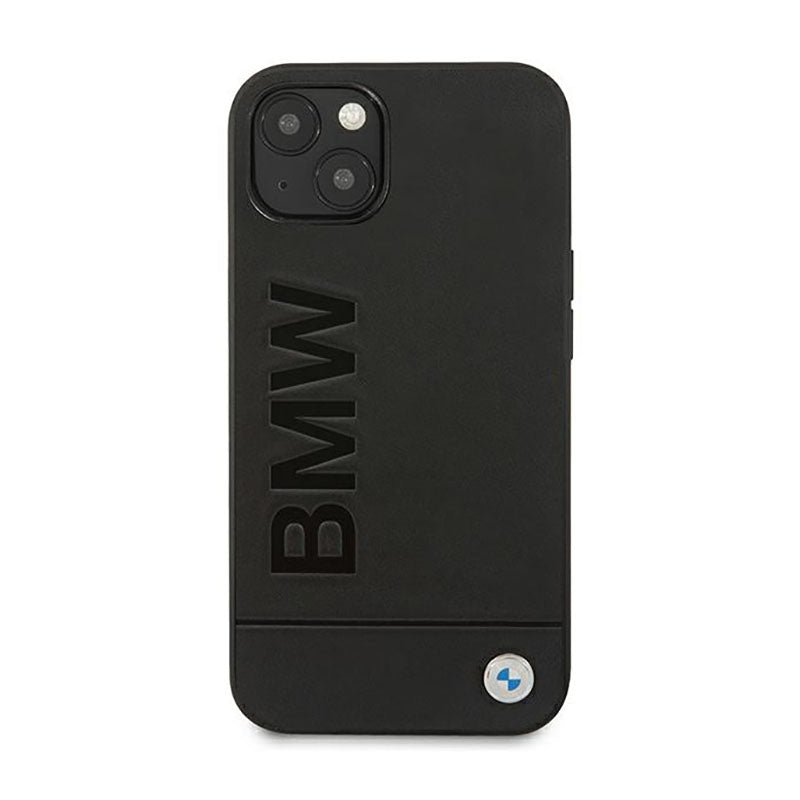 BMW Leather Hot Stamp – dėklas iPhone 14 Plus (juodas)