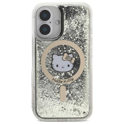 Hello Kitty Liquid Glitter Fever MagSafe - dėklas, skirtas iPhone 16 (juoda/auksinė)