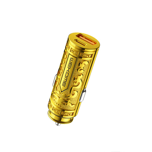 WEKOME WP-C37 Sakin serija – USB-C ir USB-A greitasis įkrovimas PD 20W automobilinis įkroviklis (auksinis)