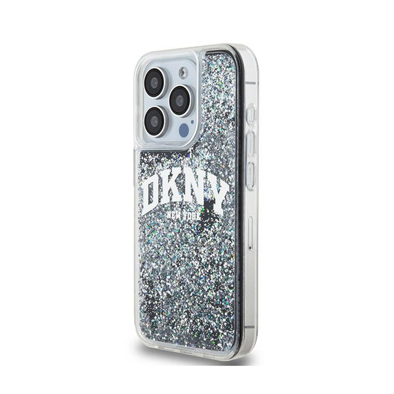 DKNY Liquid Glitter Big Logo – dėklas, skirtas „iPhone 15 Pro“ (juoda)