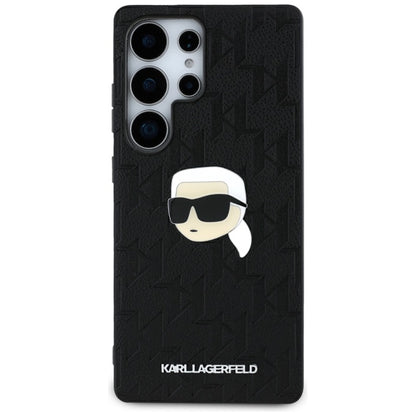 Karl Lagerfeld Odinis monogramos smeigtukas su Karl galva – dėklas, skirtas „Samsung Galaxy S25 Ultra“ (juoda)