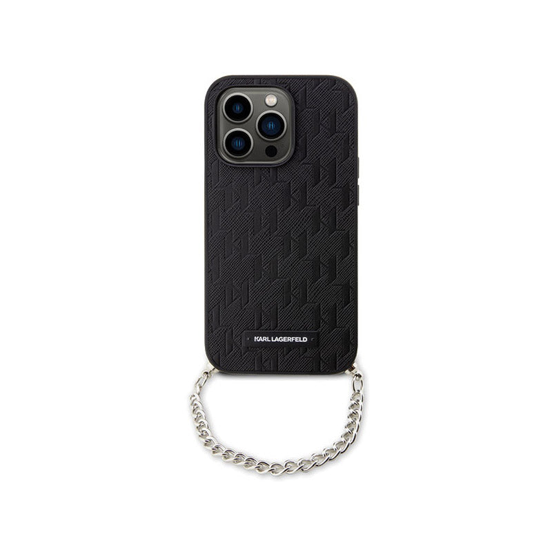 Karl Lagerfeld Saffiano Monogram Chain – Dėklas iPhone 14 Pro (juodas)