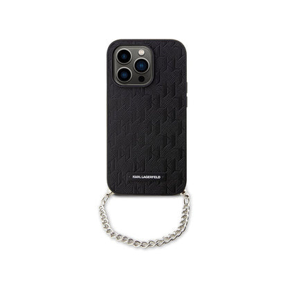 Karl Lagerfeld Saffiano Monogram Chain – Dėklas iPhone 14 Pro (juodas)