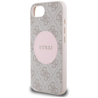 Guess 4G Circle Classic Logo MagSafe – dėklas iPhone 16e (rožinės spalvos)