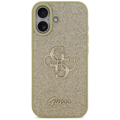 Guess Fiksuotas Blizgučiai Big 4G dėklas iPhone 17 (auksinis)