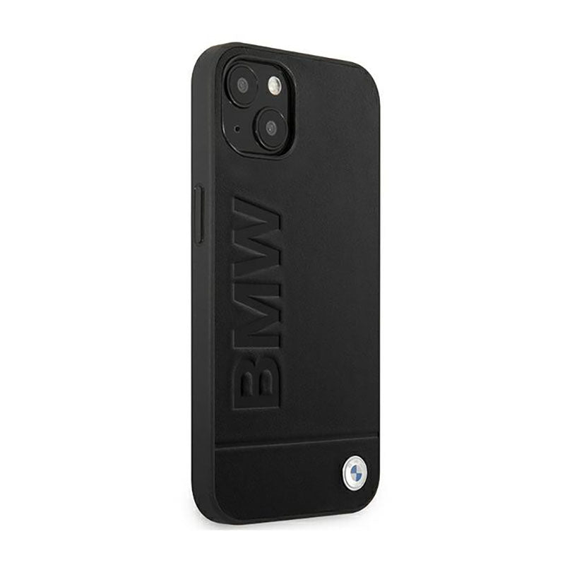 BMW Leather Hot Stamp – dėklas iPhone 14 Plus (juodas)