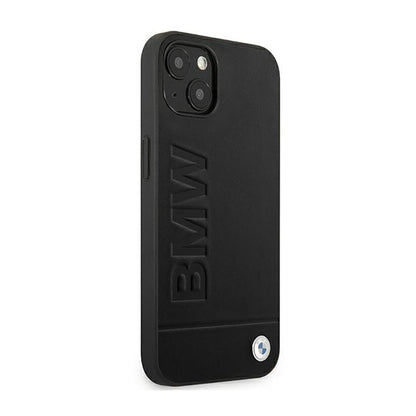 BMW Leather Hot Stamp – dėklas iPhone 14 Plus (juodas)