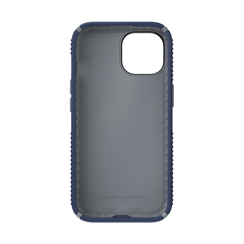 Speck Presidio2 Grip – dėklas, skirtas iPhone 16e / iPhone 15 / iPhone 14 / iPhone 13 (Pakrantės Mėlyna / Dulkių Pilka / Balta)