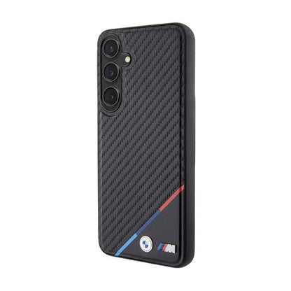 BMW Carbon Tricolor Line MagSafe - dėklas, skirtas Samsung Galaxy S24 (juodas)