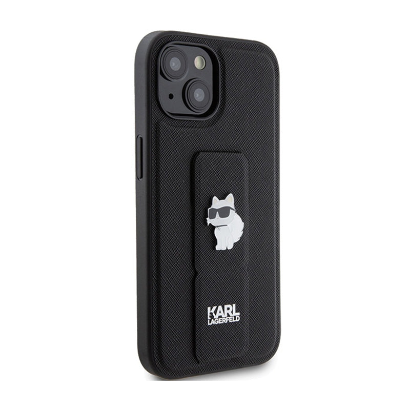 Karl Lagerfeld Gripstand Safiano Choupette Segtukai – iPhone 15 Dėklas (Juodas)