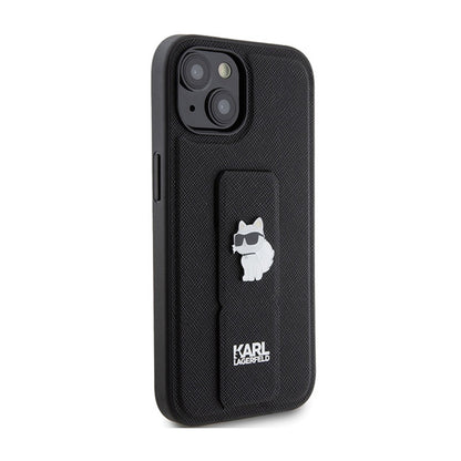 Karl Lagerfeld Gripstand Safiano Choupette Segtukai – iPhone 15 Dėklas (Juodas)