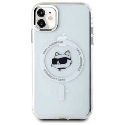 Karl Lagerfeld IML Metal Choupette Head MagSafe – dėklas, skirtas iPhone 11 (baltas)