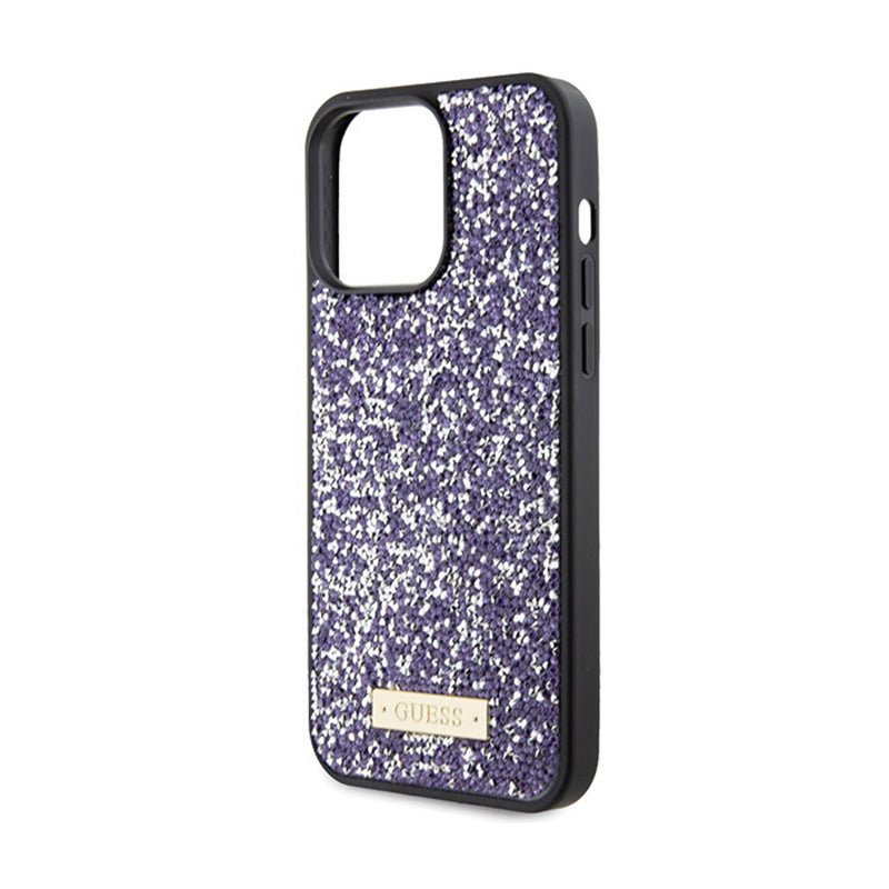 Guess Rhinestone Metal Logo – dėklas, skirtas iPhone 15 Pro (rožinis)