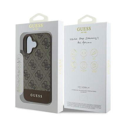 Guess 4G Bottom Stripe - Dėklas skirtas iPhone 16 Plus (ruda)
