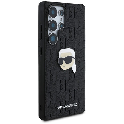 Karl Lagerfeld Odinis monogramos smeigtukas su Karl galva – dėklas, skirtas „Samsung Galaxy S25 Ultra“ (juoda)