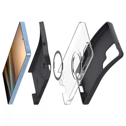 Spigen Silicone Fit Mag MagSafe – dėklas, skirtas Samsung Galaxy S25 Ultra (juoda spalva)