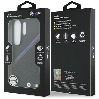BMW Tricolor Metal Logo MagSafe - Samsung Galaxy S26 Ultra dėklas (juodas)