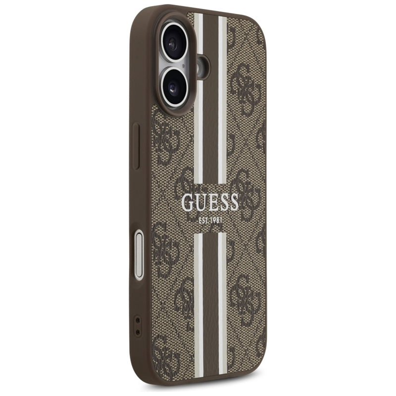 Guess 4G Printed Stripes MagSafe dėklas iPhone 17 (rudos spalvos)