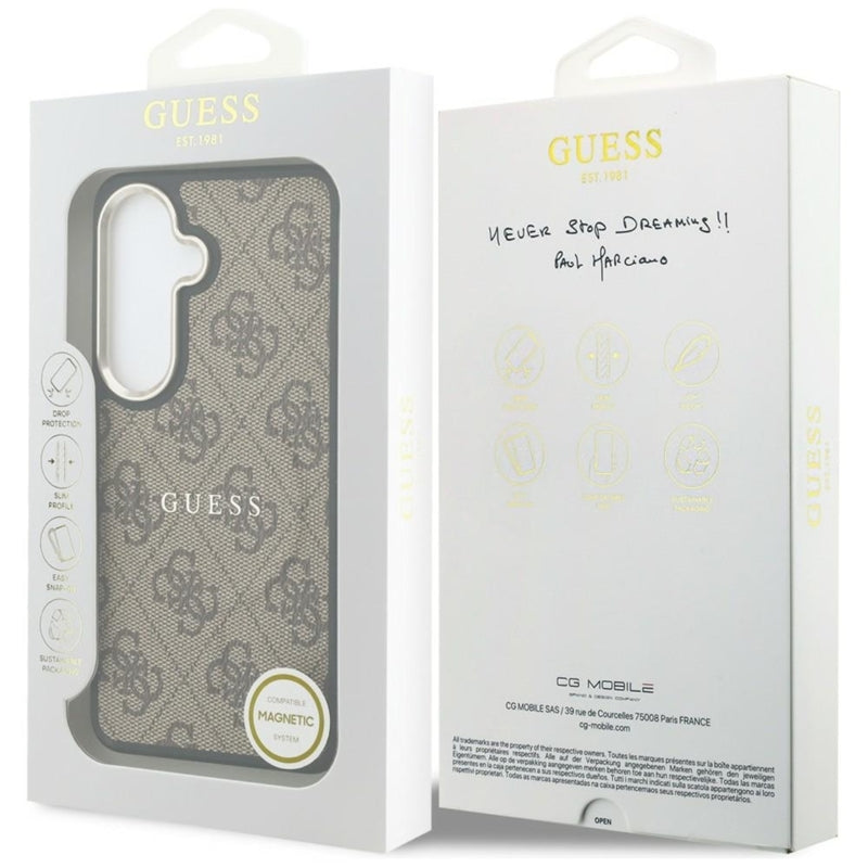 „Guess“ dėklas su „MagSafe“ žiedu „Samsung Galaxy S26“ (rusvos spalvos)