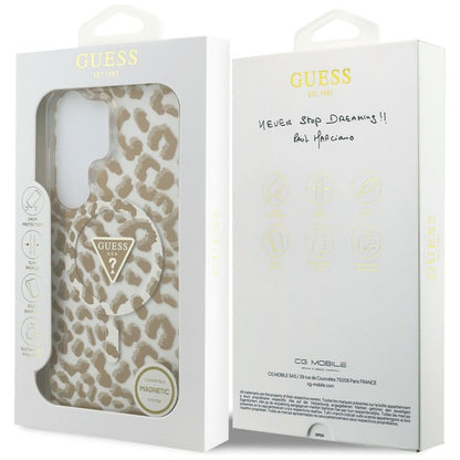 Guess IML Leopard Print Triangle MagSafe - Samsung Galaxy S26 Ultra dėklas (rudas)